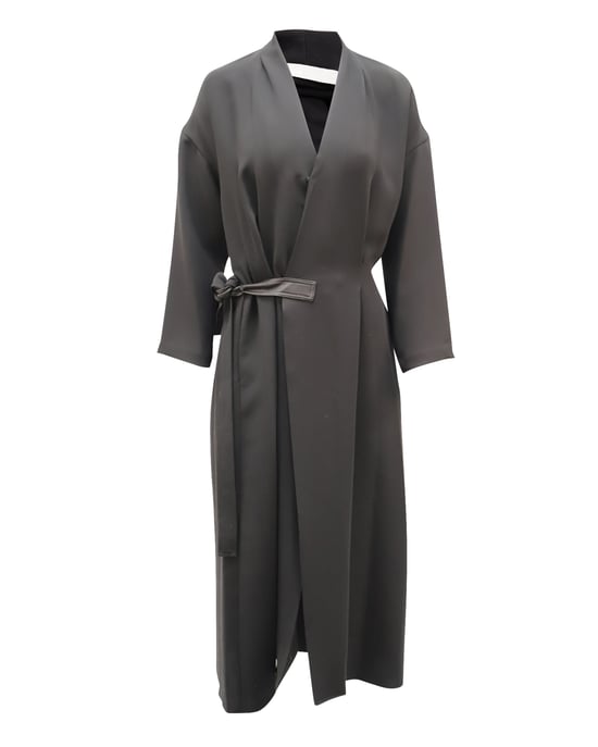 Vince Wickelkleid mit Kunstledergürtel aus schwarzem Polyester - Image 1