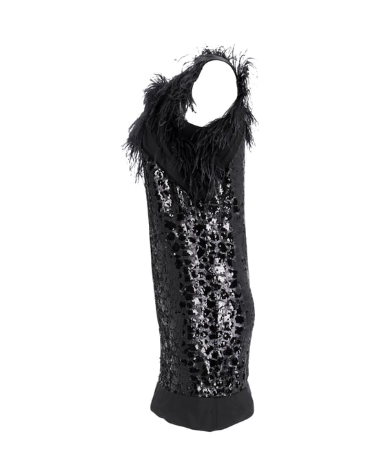 Boss – Ärmelloses Kleid mit Pailletten aus schwarzer Viskose - Image 2
