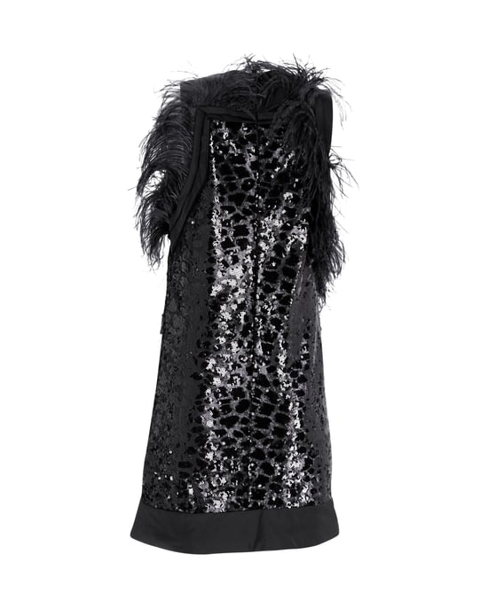 Boss – Ärmelloses Kleid mit Pailletten aus schwarzer Viskose - Image 3