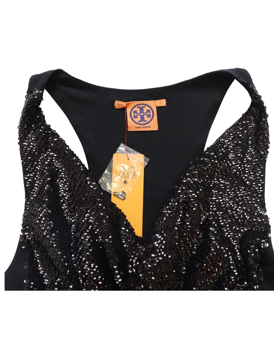 Tory Burch Racerback-Kleid aus schwarzem Pailletten-Polyester - Image 6