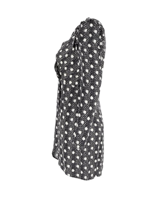 Sandro Langarmkleid mit Polka-Dot-Print aus schwarzer Viskose - Image 2
