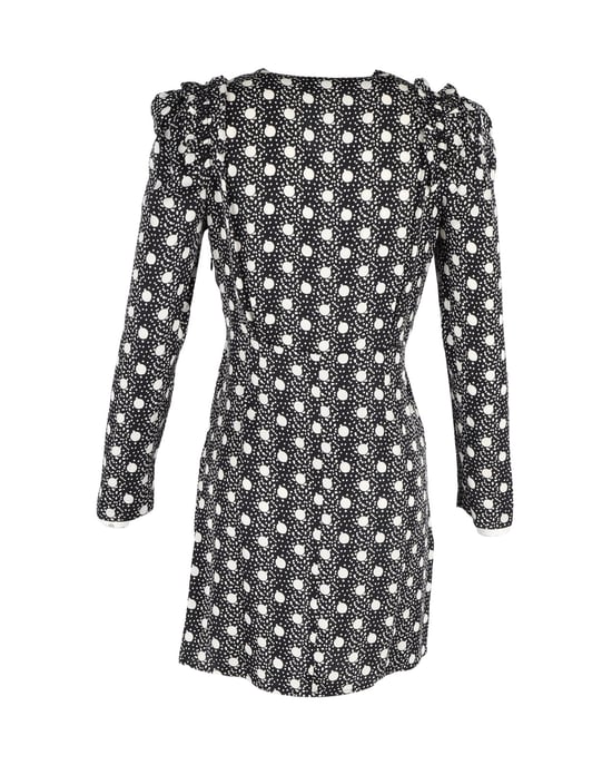 Sandro Langarmkleid mit Polka-Dot-Print aus schwarzer Viskose - Image 3