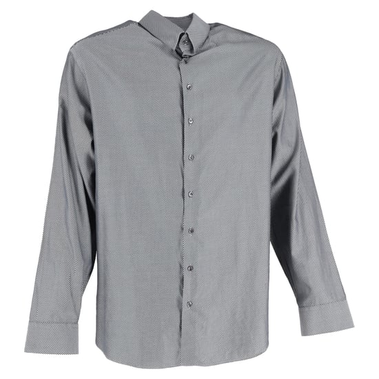 Giorgio Armani Diagonal Gestreiftes Langarmhemd aus grauer Baumwolle - Image 1
