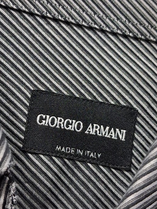 Giorgio Armani Diagonal Gestreiftes Langarmhemd aus grauer Baumwolle - Image 4