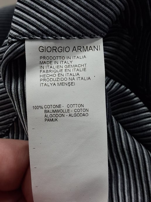 Giorgio Armani Diagonal Gestreiftes Langarmhemd aus grauer Baumwolle - Image 6