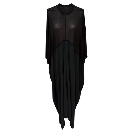 Rick Owens Crewneck Kite Maxikleid in Schwarz Cupro - Image 1