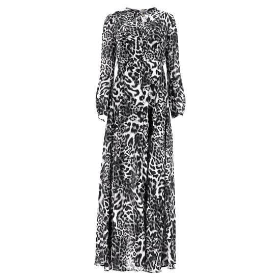 Michael Kors Maxikleid mit Leopardenmuster, Knopfleiste und langen Ärmeln in Schwarz und schwarzer Viskose - Image 1