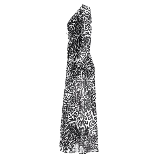 Michael Kors Maxikleid mit Leopardenmuster, Knopfleiste und langen Ärmeln in Schwarz und schwarzer Viskose - Image 2