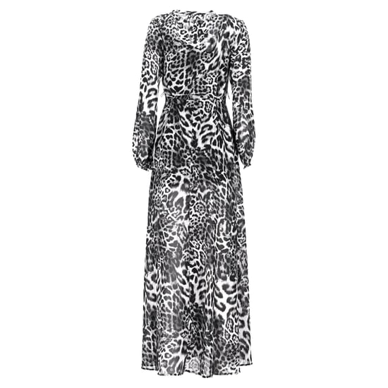 Michael Kors Maxikleid mit Leopardenmuster, Knopfleiste und langen Ärmeln in Schwarz und schwarzer Viskose - Image 3