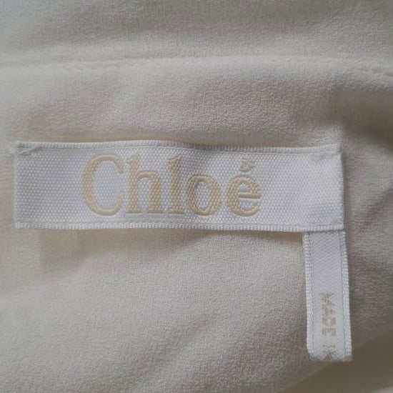 Chloé Midikleid mit eckigem Kragen und Falten aus weißer und schwarzer Viskose - Image 3