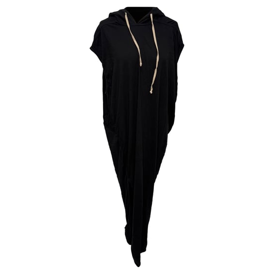 Rick Owens Edfu Kapuzen-Maxikleid aus schwarzer Baumwolle - Image 1
