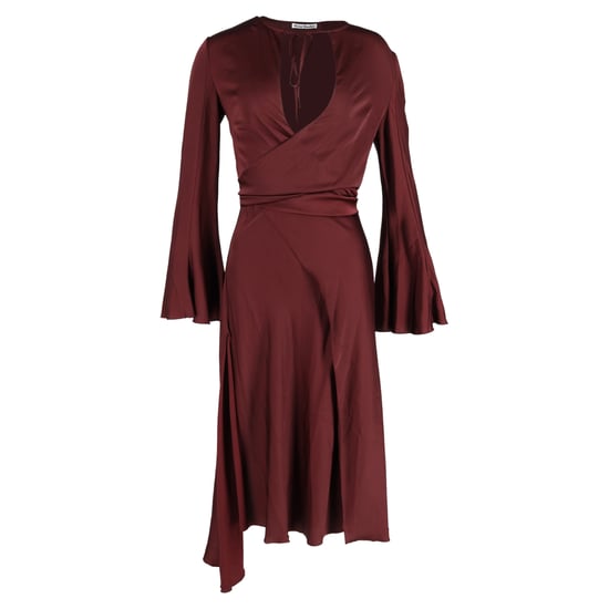 Acne Studios Langarmkleid aus burgunderrotem Satin - Image 1