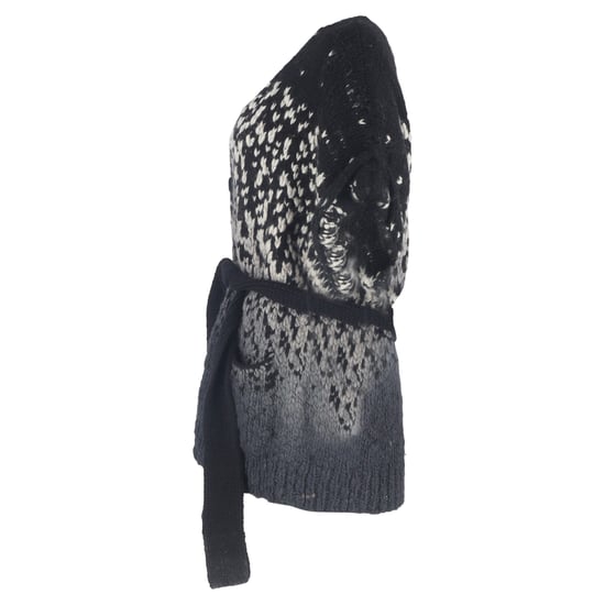 Stella McCartney Strickjacke mit Gürtel aus schwarzer und grauer Wolle - Image 2