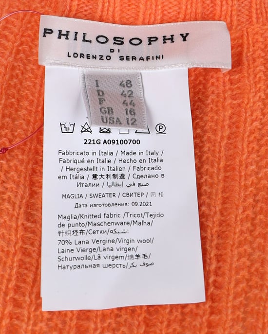 Rollkragenpullover von Philosophy Di Lorenzo Serafini aus orangefarbener Schurwolle - Image 4