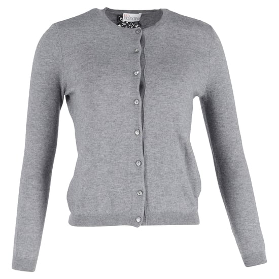 RED Valentino Strickjacke mit Knöpfen aus grauer Wolle - Image 1