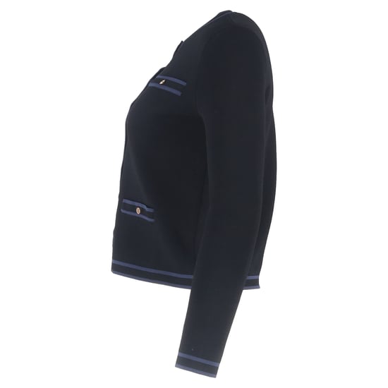 Tory Burch Kendra Cardigan mit Knopfleiste und Logo aus schwarzer Wolle - Image 2
