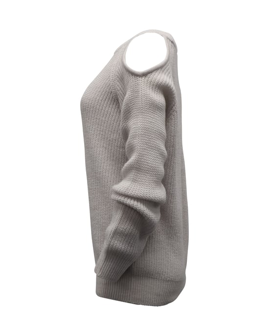 Iro Lineisy Rippstrickpullover mit kalten Schultern in Hellbeige Acryl - Image 2
