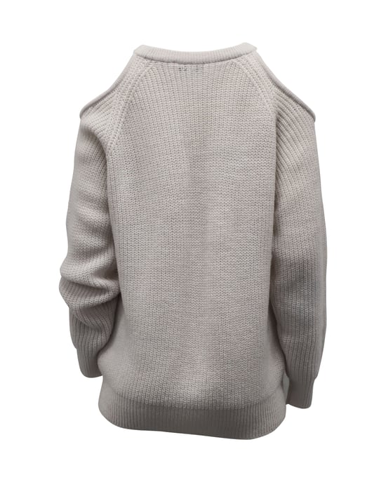 Iro Lineisy Rippstrickpullover mit kalten Schultern in Hellbeige Acryl - Image 3