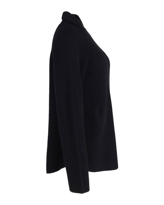 Theory Rippstrickpullover mit hohem Kragen aus schwarzem Kaschmir - Image 2