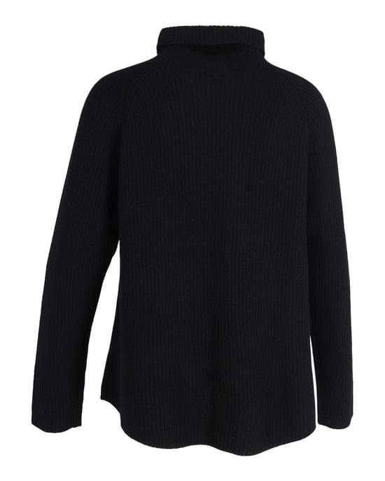 Theory Rippstrickpullover mit hohem Kragen aus schwarzem Kaschmir - Image 3