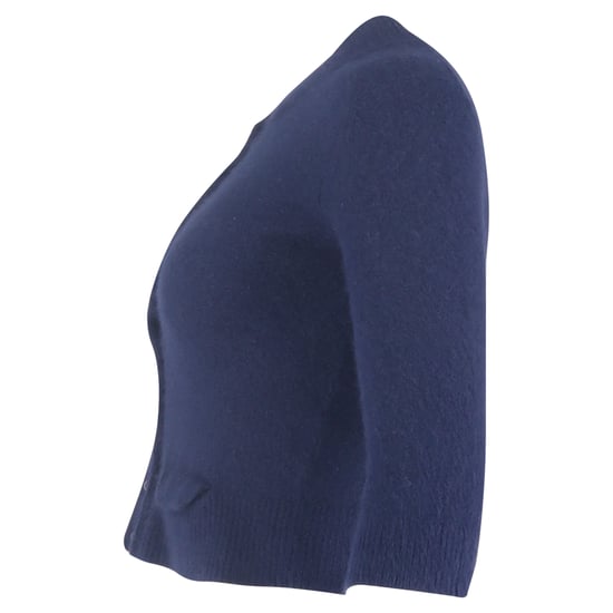 Mulberry Kurzarm-Strickjacke mit Knöpfen aus blauer Wolle - Image 2