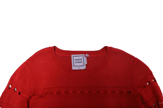 Herve Leger Stretch-Strick-Bandagenpullover aus roter Viskose - Image 6