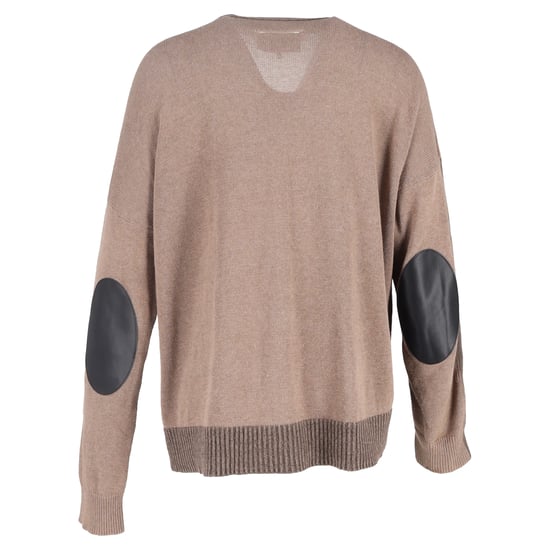 Maison Margiela Cardigan mit farblich abgesetzten Ellbogenpatches aus brauner Baumwolle - Image 3