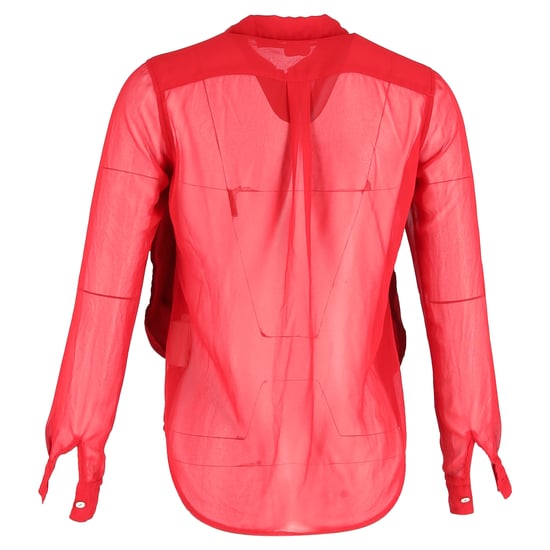 Comme des Garçons Rüschenbluse mit Knöpfen aus roter Seide - Image 3