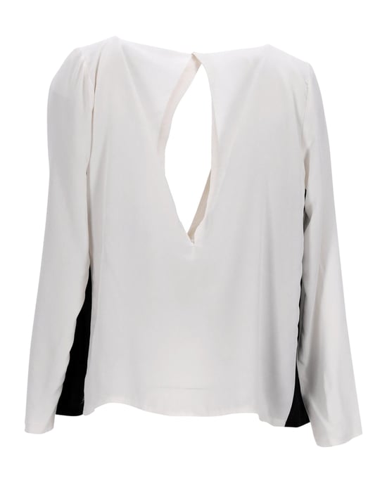 Sandro – Bluse mit V-Ausschnitt aus grauer Seide - Image 3