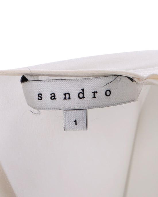 Sandro – Bluse mit V-Ausschnitt aus grauer Seide - Image 4