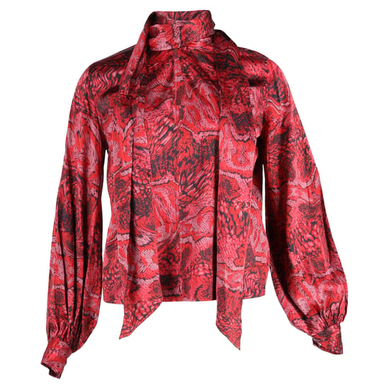 Ganni Bluse mit Schlangenmuster aus rotem Seidenmischsatin - Image 1