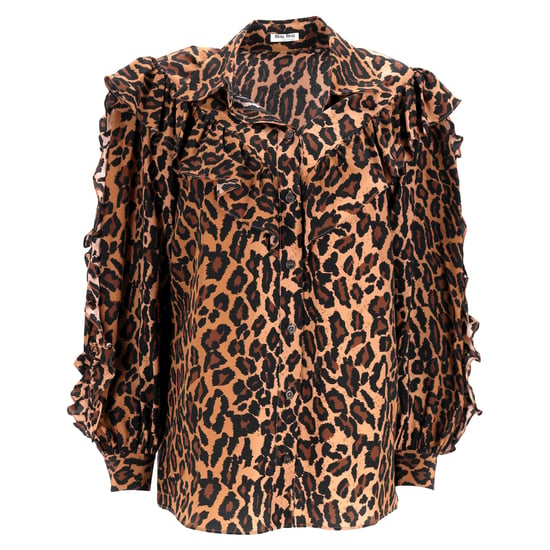 Miu Miu Rüschenbluse mit Leopardenmuster aus brauner Seide - Image 1