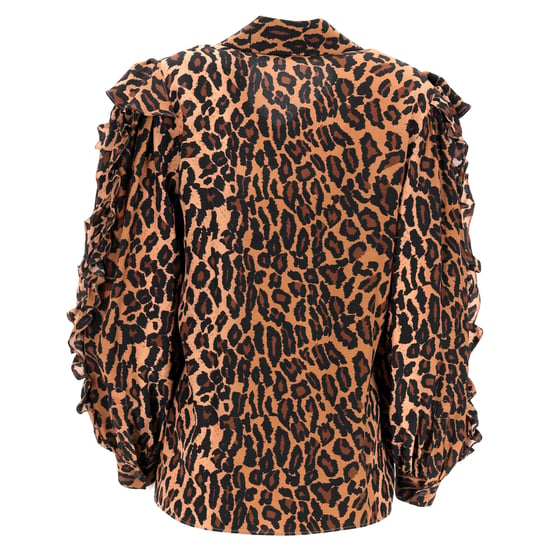 Miu Miu Rüschenbluse mit Leopardenmuster aus brauner Seide - Image 3