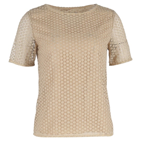 Diane von Furstenberg Brylee Spitzenbluse mit kurzen Ärmeln aus goldfarbenem Polyester - Image 1