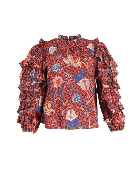 Ulla Johnson Rüschenärmel-Top aus roter Baumwolle - Image 2
