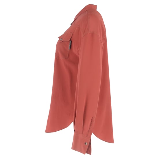 Brunello Cucinelli Crepe de Chine-Hemd aus roter Seide - Image 2