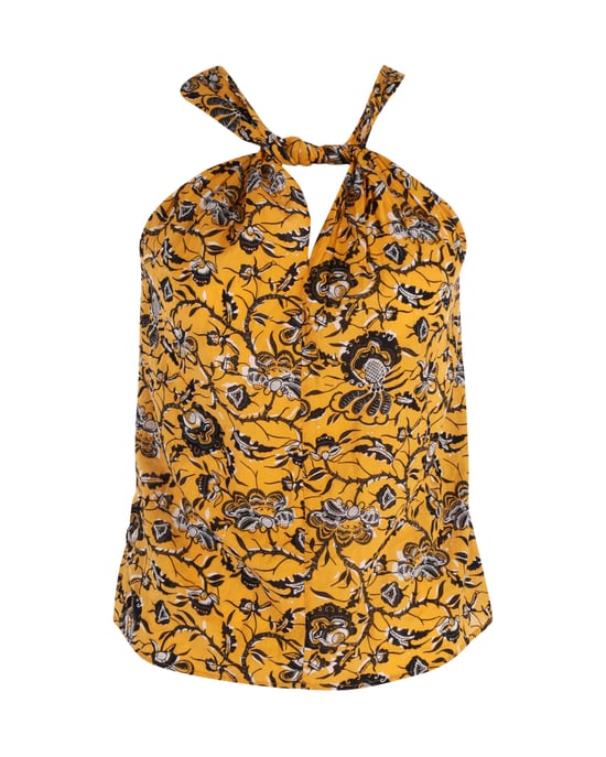 Isabel Marant Neckholder-Top mit Blumenmuster aus gelber Baumwolle - Image 1