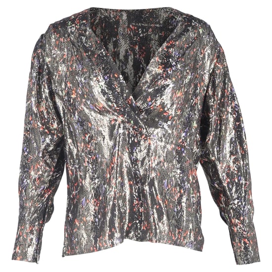 Iro Milana Wickelbluse mit Print aus silberner Seide - Image 2
