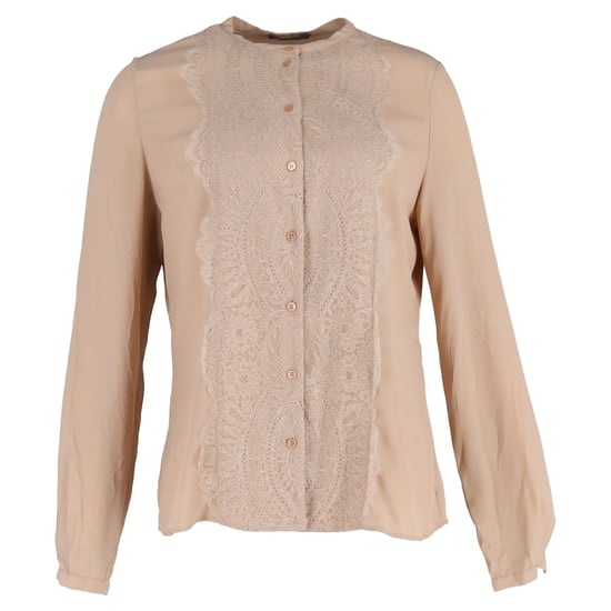 Alexander McQueen Bluse mit Spitzenbesatz aus beigem Polyester - Image 1