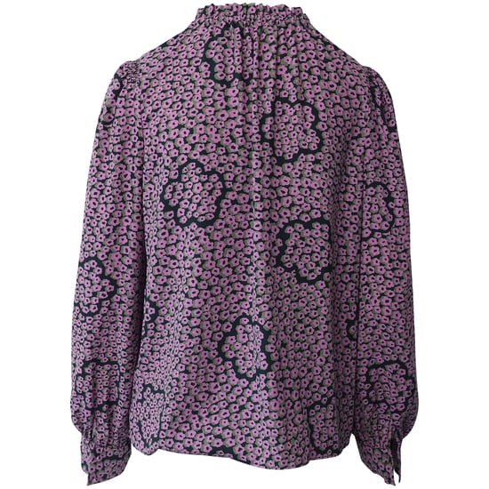 Kate Spade Bluse mit Blumenmuster und Puffärmeln aus lila Seide - Image 3