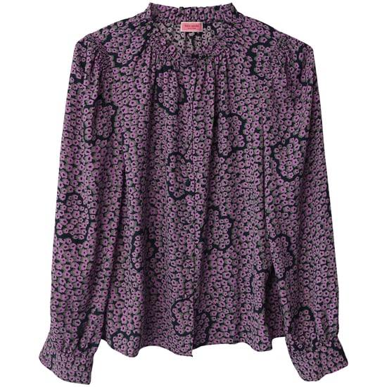 Kate Spade Bluse mit Blumenmuster und Puffärmeln aus lila Seide - Image 5