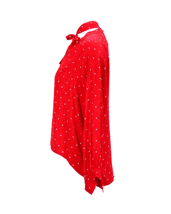 Maje Polka Dot Bow Shirt aus roter Viskose - Image 2