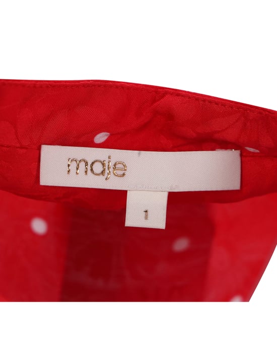 Maje Polka Dot Bow Shirt aus roter Viskose - Image 4