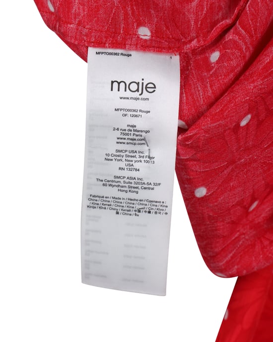 Maje Polka Dot Bow Shirt aus roter Viskose - Image 5