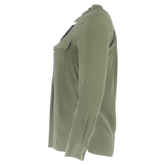 Maje Bluse mit halber Knopfleiste und Brusttaschen aus olivgrüner Seide - Image 2