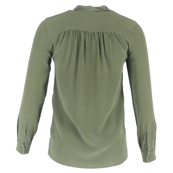 Maje Bluse mit halber Knopfleiste und Brusttaschen aus olivgrüner Seide - Image 3