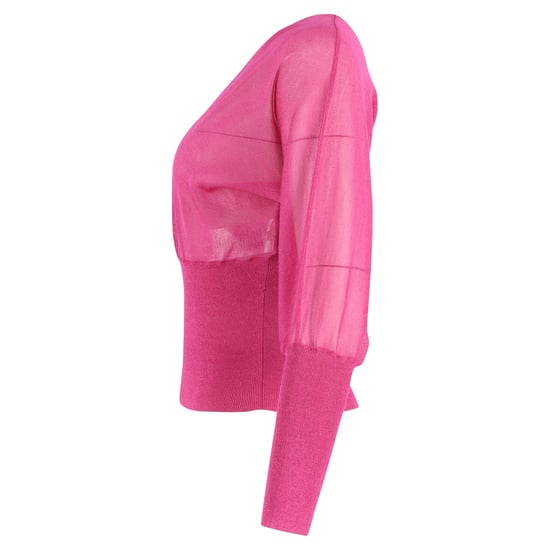 Emilio Pucci Langärmliges V-Ausschnitt Strickblusenshirt aus pinker Seide - Image 2