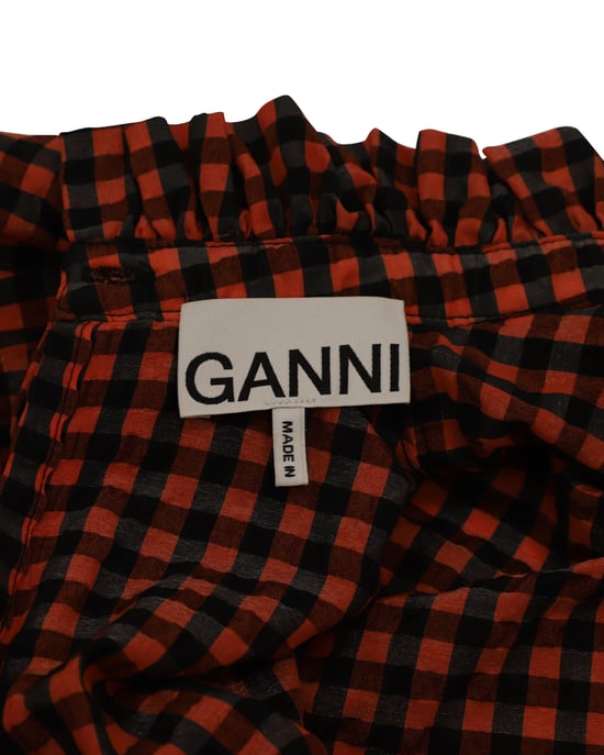 Ganni – Karierte Seersucker-Bluse aus mehrfarbigem Polyester - Image 4