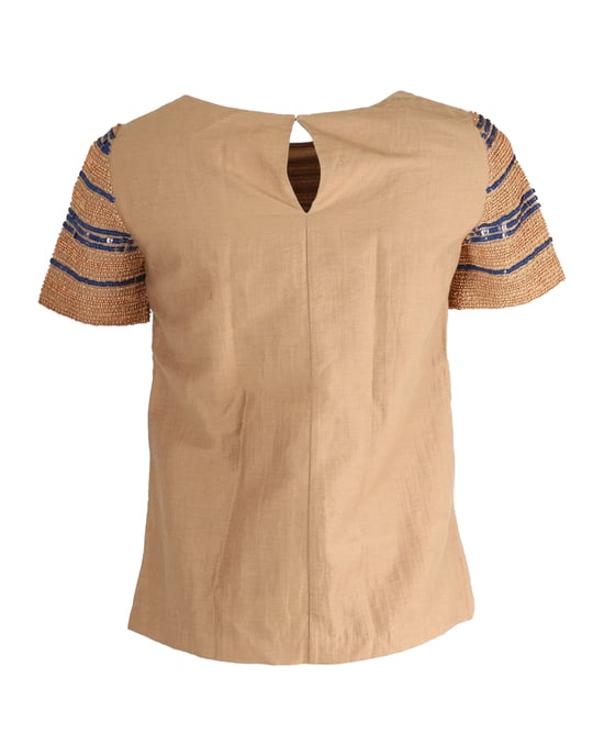 Tory Burch Top mit Perlen und Pailletten aus beiger Baumwolle - Image 3