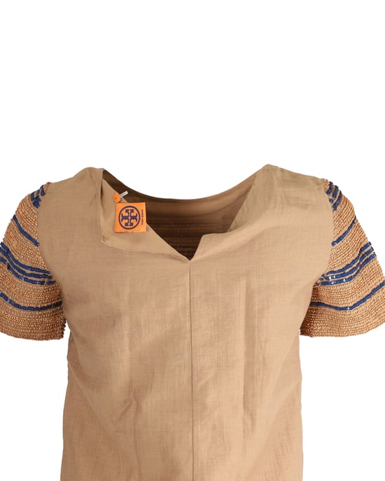 Tory Burch Top mit Perlen und Pailletten aus beiger Baumwolle - Image 4